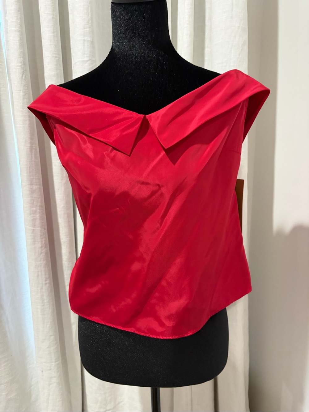 Zara Red Off-Shoulder Satin Camisole